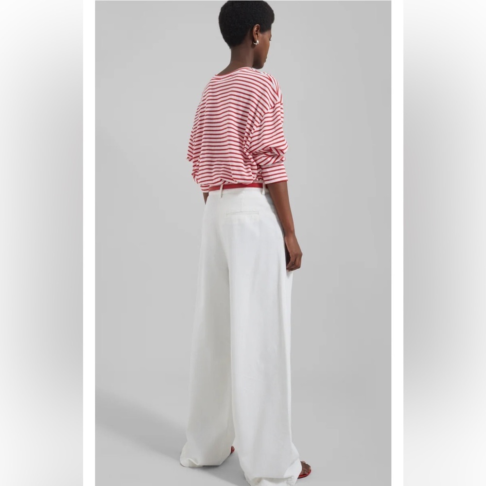 The Frankie Shop Nolan Pleated Denim Trousers- White - Picture 9 of 17